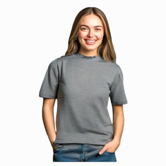 Pendleton Gray Short Sleeve Spring Style Turtle Neck Sweater, Size Medium - Picture 1 of 6